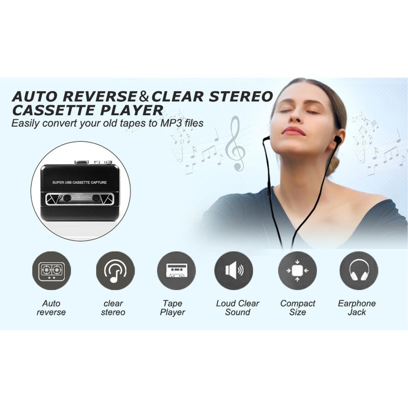 Portable Cassette Player to MP3 USB Converter Kit with Earphones Software for PC Laptop - Image 4