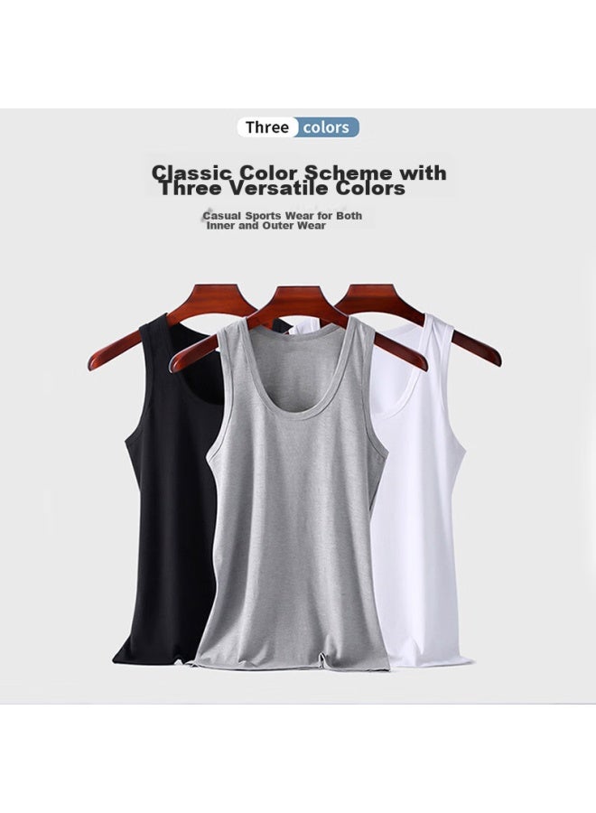LANG SHA Men's Tank Top, Pure Cotton Undershirt, High-elasticity, Sweat-absorbing, Breathable, Sleeveless, Round Neck Sports Vest - Image 1
