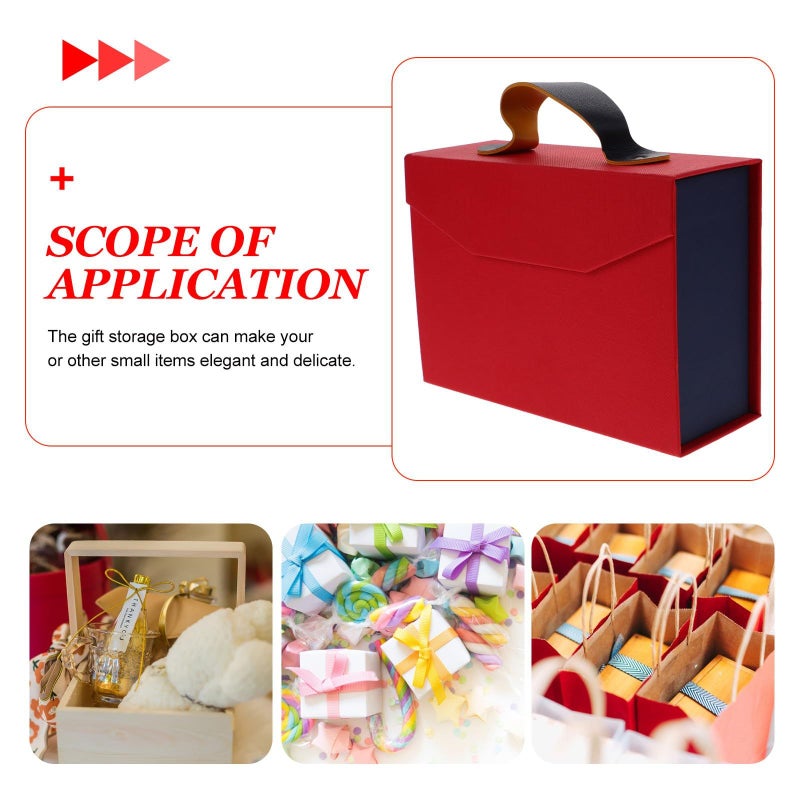 Healvian Red Flip Top Storage Box 18x13x6 5cm Portable Holiday Present Wrapping Container - Image 4