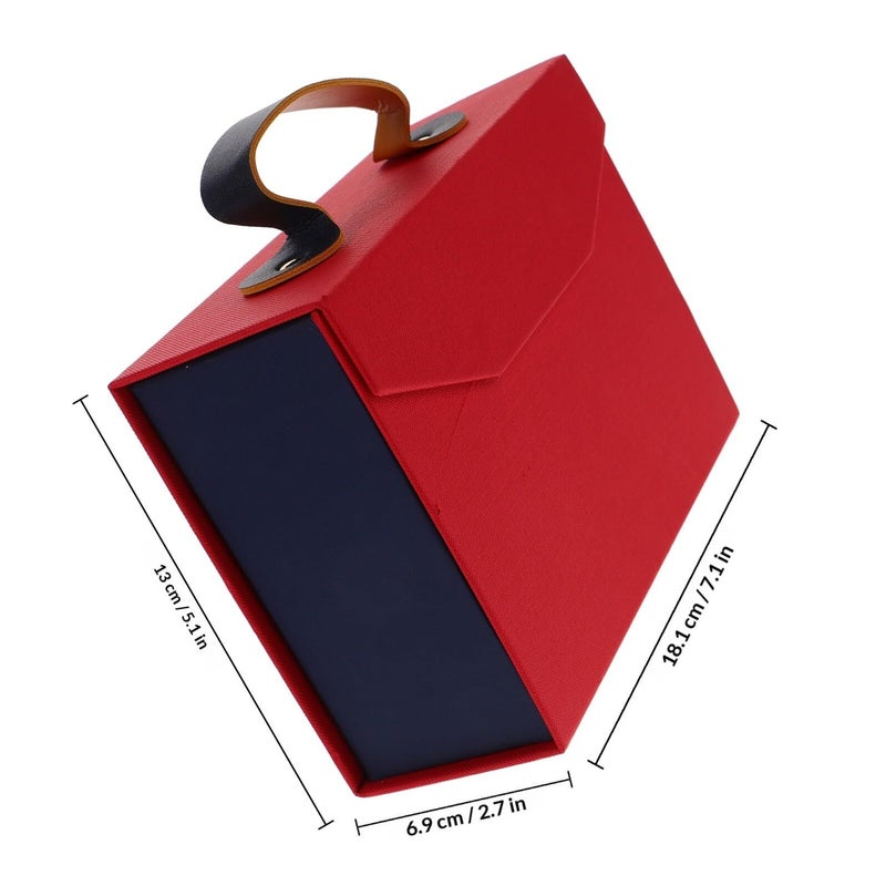 Healvian Red Flip Top Storage Box 18x13x6 5cm Portable Holiday Present Wrapping Container - Image 3