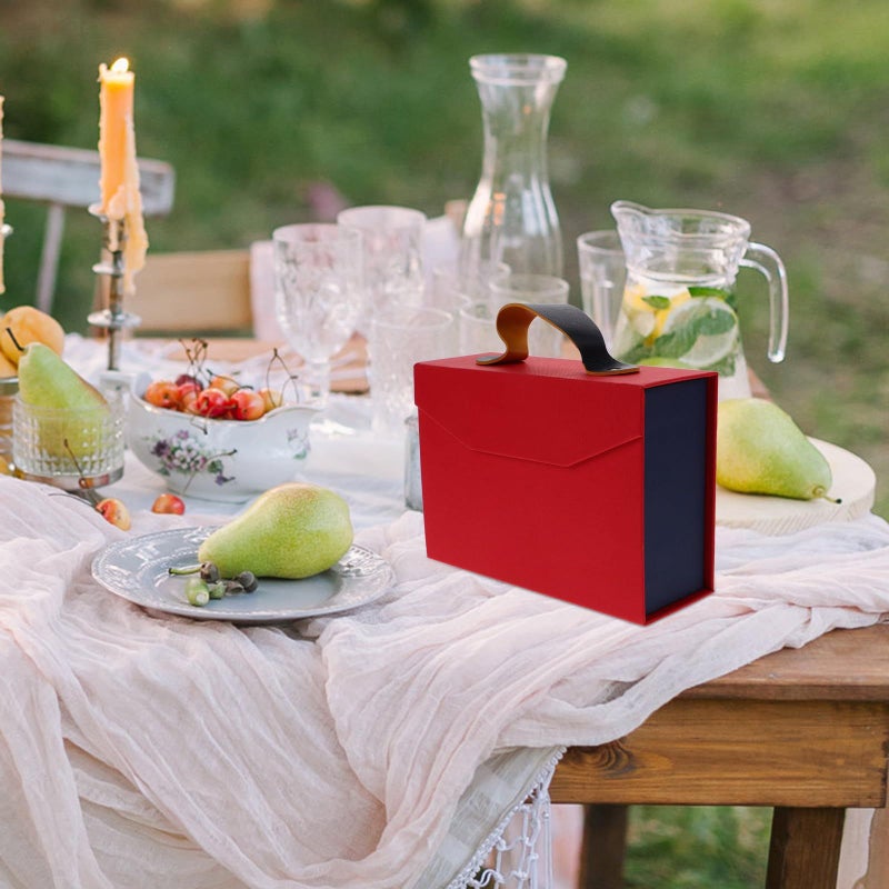 Healvian Red Flip Top Storage Box 18x13x6 5cm Portable Holiday Present Wrapping Container - Image 5