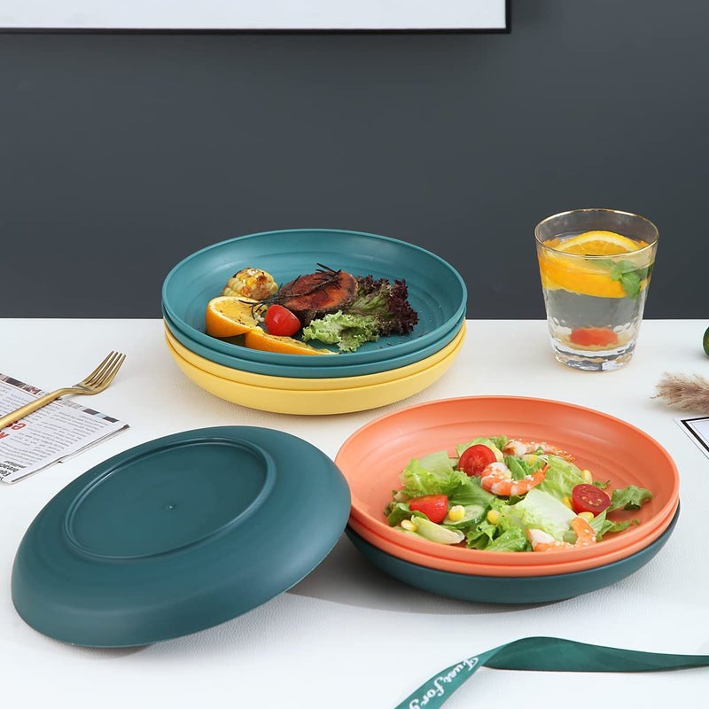 FLOXIT Wheat Straw Dinner Plates Set of 6 Unbreakable EcoFriendly Plates BPAFree Lightweight Microwave Dishwasher Safe for Family Outdoor and Daily Use - Image 4