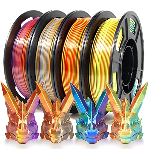 iSANMATE 3D Printer Filament, Tri-Color PLA Filament 1.75mm Bundle, Color Changing PLA Rainbow Filament, Coextrusion Silk PLA +/- 0.03 mm, 250g x 4 Spool - Image 1