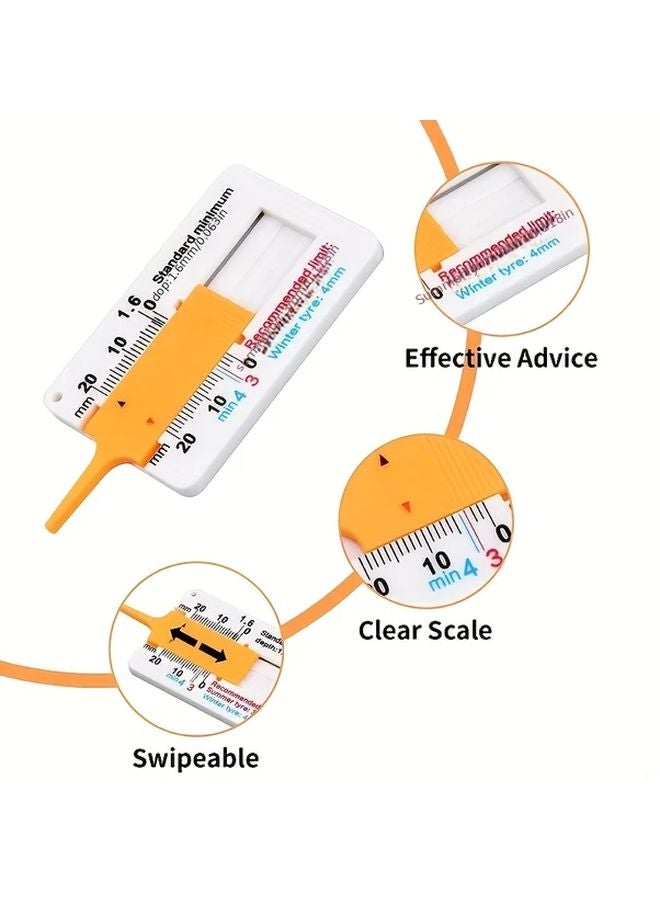 Portable Tire Tread Depth Gauge Calipers 0 20mm Durable Plastic Easy Read Ruler - Image 4