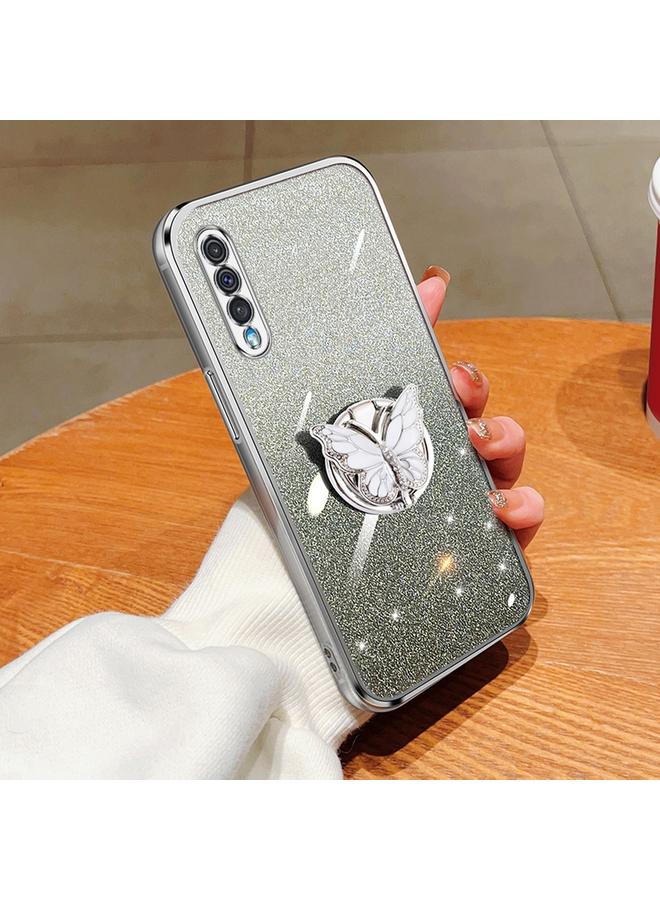 S-TOP Case For Samsung Galaxy A50 Plated Gradient Glitter Butterfly Holder TPU Phone Case - Image 1