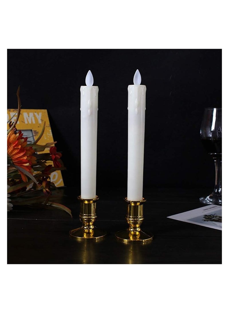 2 Electric Flameless LED Candle Lights with Removable Gold Bases - Image 2