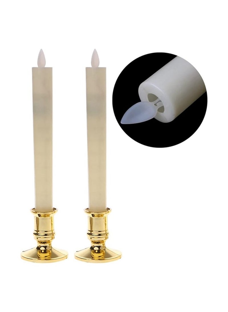 2 Electric Flameless LED Candle Lights with Removable Gold Bases - Image 1