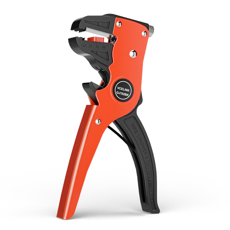 VCELINK Automatic Quickstrip Wire Stripper and Cutter, Professional Quick Strip Wire Stripper, 2 in 1 Adjustable Electrical Cable Wire Stripping Tool&Eagle Nose Self-Adjusting Wire Pliers, Black - Image 1