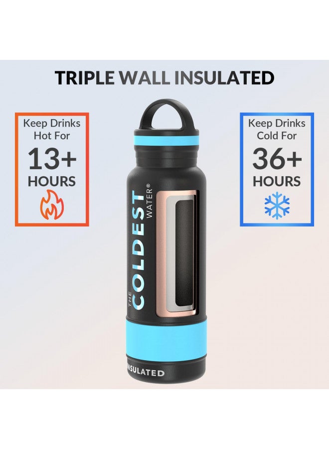 THE COLDEST WATER Coldest Insulated Water Bottle with Handle Lid | Leak Proof, Insulated Stainless Steel, Triple Walled, Sport Thermos Bottles, Metal Flask (Matte Black, 21 oz) - Image 1