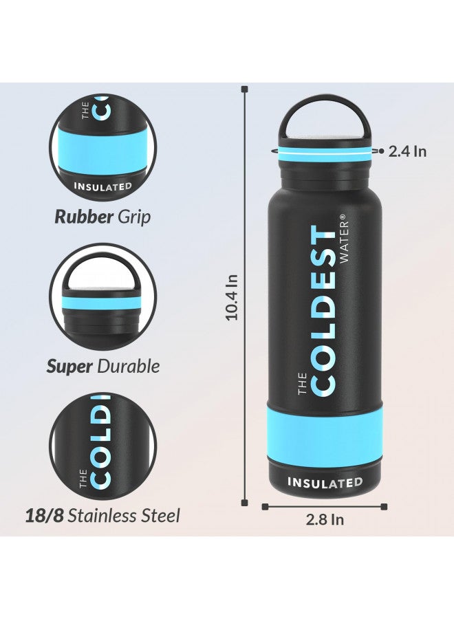 THE COLDEST WATER Coldest Insulated Water Bottle with Handle Lid | Leak Proof, Insulated Stainless Steel, Triple Walled, Sport Thermos Bottles, Metal Flask (Matte Black, 21 oz) - Image 3
