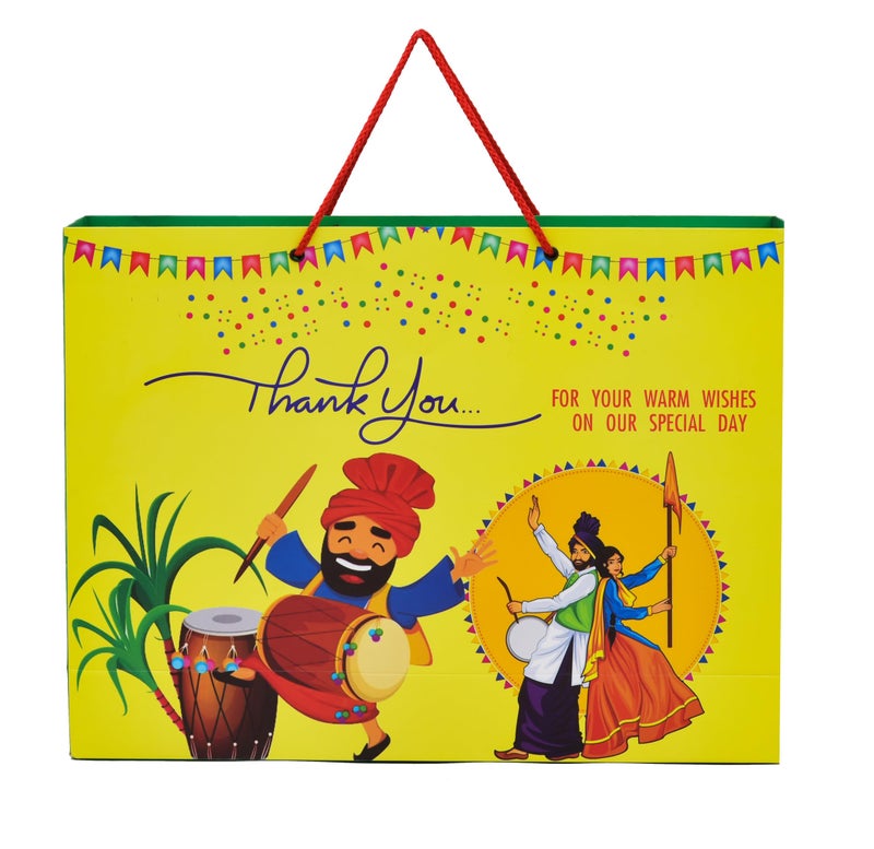 PPJ ® -LOHARI/PUNJABI WEDDING THANK YOU (30 Pcs.) PAPER CARRY BAG, 16 Inch X 12 Inch X 4 Inch for DIWALI/WEDDING/FUNCTION/BIRTHDAY/RETURN GIFTS/CHRISTMAS/GIFT BAGS/GIFT COVERS (Pack of 30) - Image 2