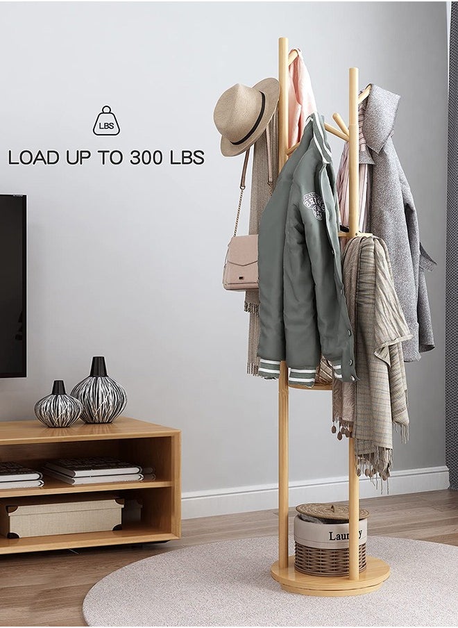 Occuwzz - Coat Rack Stand Rotary Coat Rack Freestanding with 3 Tier Storage Shelf and 8 Hooks - Image 1
