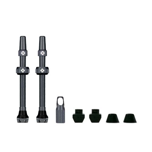 Muc Off Muc-Off Tubeless Valves, Grey 44mm - Tubeless Valve Stems with Valve Core Removal Tool for Tubeless Tires - Includes Presta Valve Stem Caps - Image 1