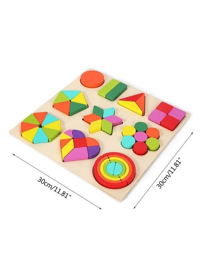 Wooden Sorting Game with Geometric Shapes for Stacking, Multiple Shapes Puzzle Sorting and Categorising Game Educational Toy for 3 Years Old Toddlers Children