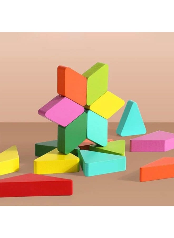 Wooden Sorting Game with Geometric Shapes for Stacking, Multiple Shapes Puzzle Sorting and Categorising Game Educational Toy for 3 Years Old Toddlers Children