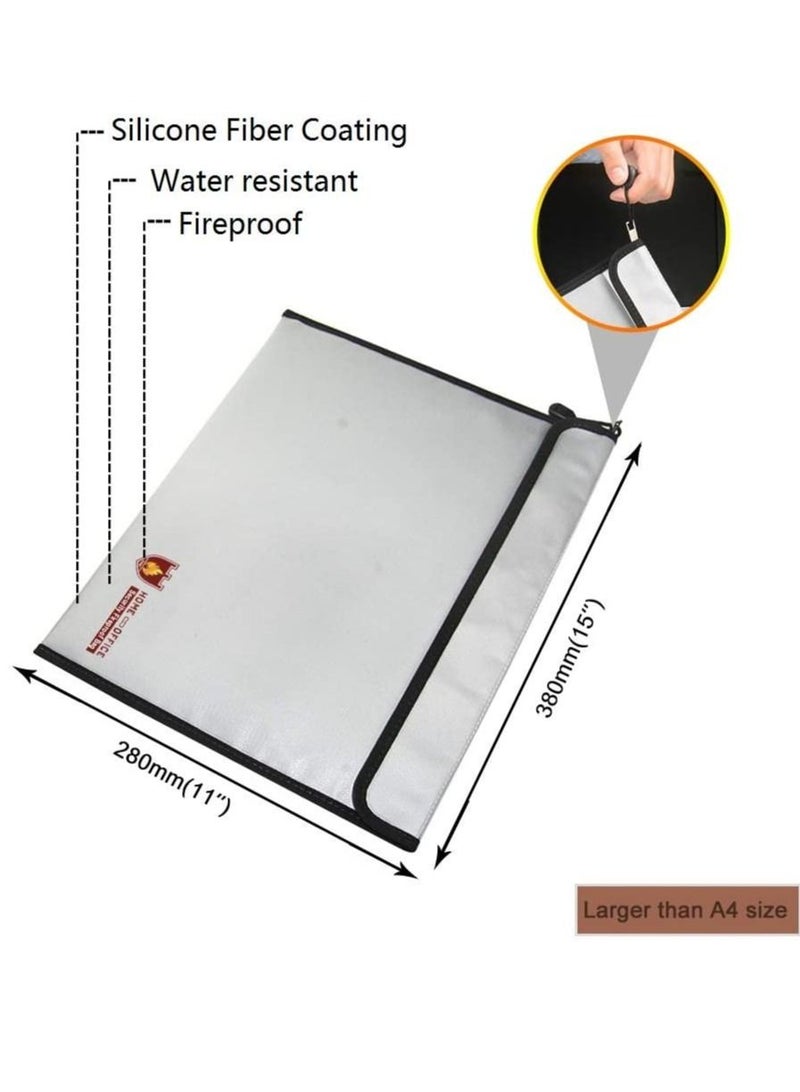 Rubik Large Fireproof Envelope Bag with Covered Zipper for Fire Safety Security of A4 Documents Laptop MacBook Cash Money Passports Cards for Home Office 38x28cm  - Image 3