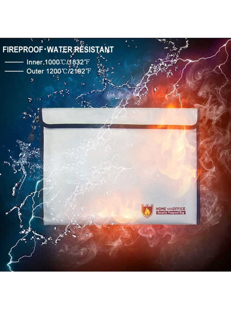 Rubik Large Fireproof Envelope Bag with Covered Zipper for Fire Safety Security of A4 Documents Laptop MacBook Cash Money Passports Cards for Home Office 38x28cm  - Image 4