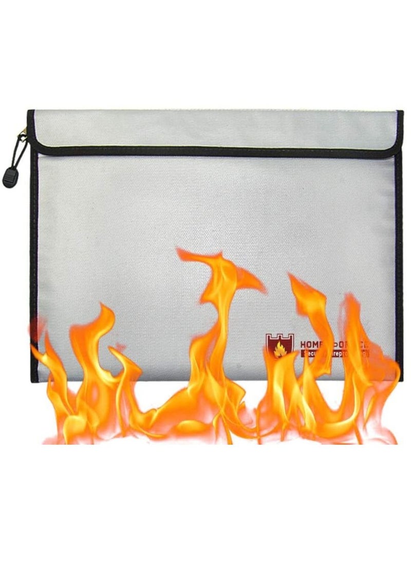Rubik Large Fireproof Envelope Bag with Covered Zipper for Fire Safety Security of A4 Documents Laptop MacBook Cash Money Passports Cards for Home Office 38x28cm  - Image 1