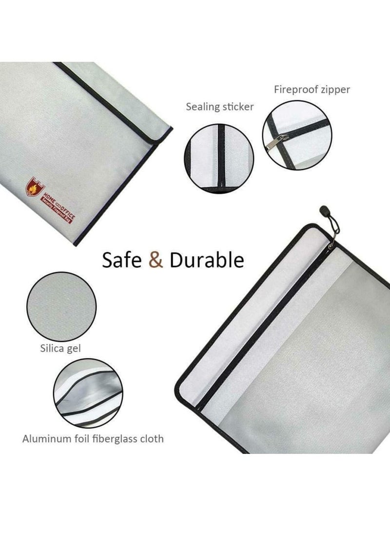 Rubik Large Fireproof Envelope Bag with Covered Zipper for Fire Safety Security of A4 Documents Laptop MacBook Cash Money Passports Cards for Home Office 38x28cm  - Image 5