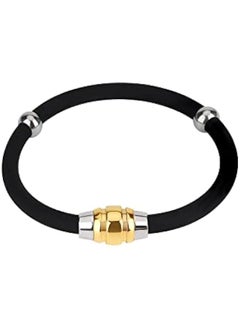 Generic Anti-Static Bracelet, Silicone Wrist Straps Band, Fashion Anti-Static Products, Silicon Titanium, Magnetic Germanium Jewelry for Girls, Women, Men, Kids, and Teens (Black Gold, 19CM)  - Image 1