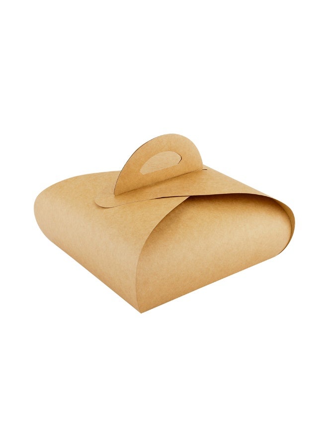 Restaurantware Ingenero 9.1 Inch Cake Boxes With Handles, 100 Built-In Handle Lunch Boxes - Grease-Resistant Lining, For Desserts Or Meals, Kraft Paper Gable Boxes, Easy To Carry, Recyclable - Image 1