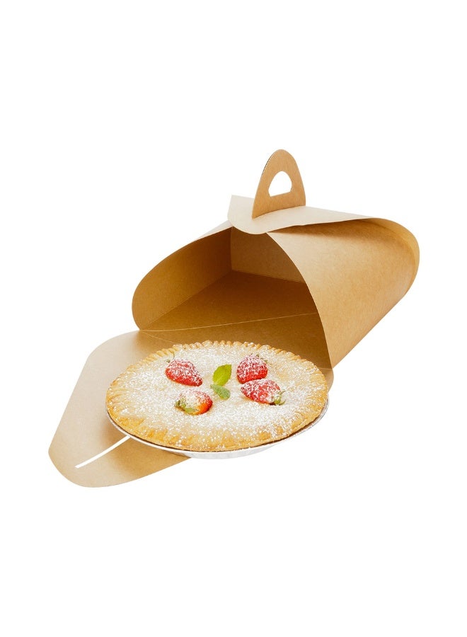 Restaurantware Ingenero 9.1 Inch Cake Boxes With Handles, 100 Built-In Handle Lunch Boxes - Grease-Resistant Lining, For Desserts Or Meals, Kraft Paper Gable Boxes, Easy To Carry, Recyclable - Image 2