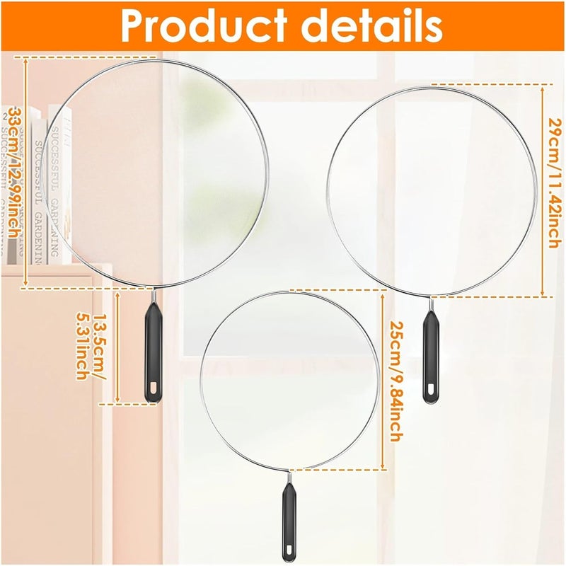 3/4Pcs Cooking Frying Stainless Steel Anti Splatter Guard Oil Net Grease Screen Pan Mesh Splash Cover Set(3PCS) - Image 2