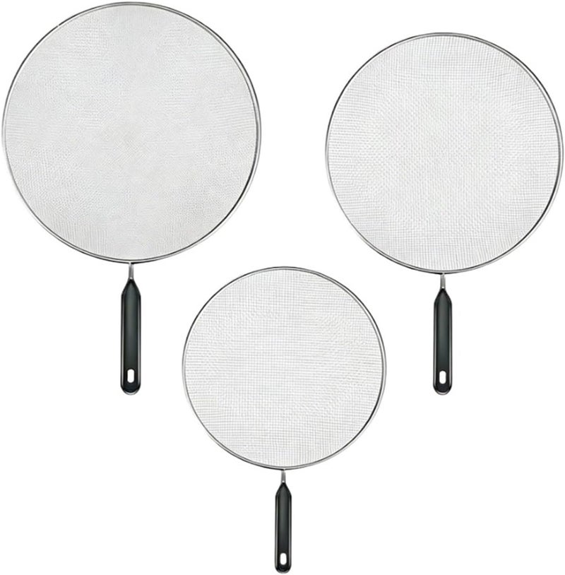 3/4Pcs Cooking Frying Stainless Steel Anti Splatter Guard Oil Net Grease Screen Pan Mesh Splash Cover Set(3PCS) - Image 1