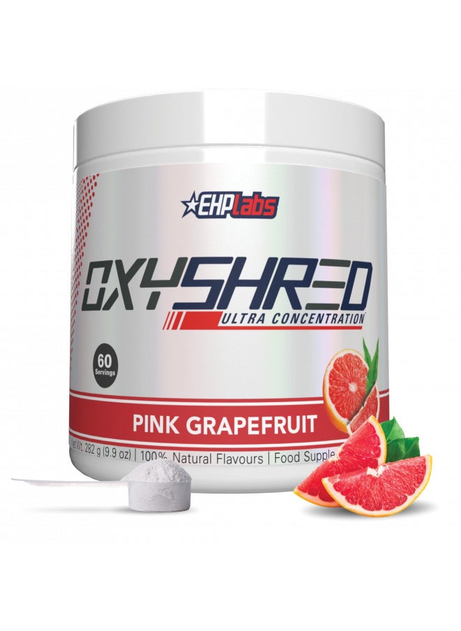 EHP Labs EHPlabs OxyShred Thermogenic Pre Workout Powder & Shredding Supplement - Clinically Proven Preworkout Powder with L Glutamine & Acetyl L Carnitine, Energy Boost Drink - Pink Grapefruit, 60 Servings  - Image 1