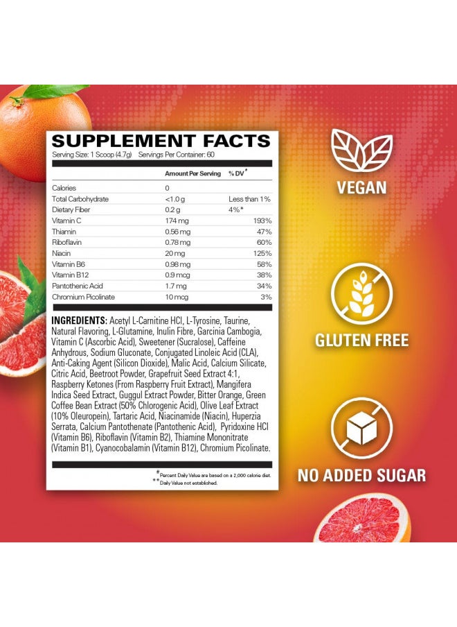EHP Labs EHPlabs OxyShred Thermogenic Pre Workout Powder & Shredding Supplement - Clinically Proven Preworkout Powder with L Glutamine & Acetyl L Carnitine, Energy Boost Drink - Pink Grapefruit, 60 Servings  - Image 2