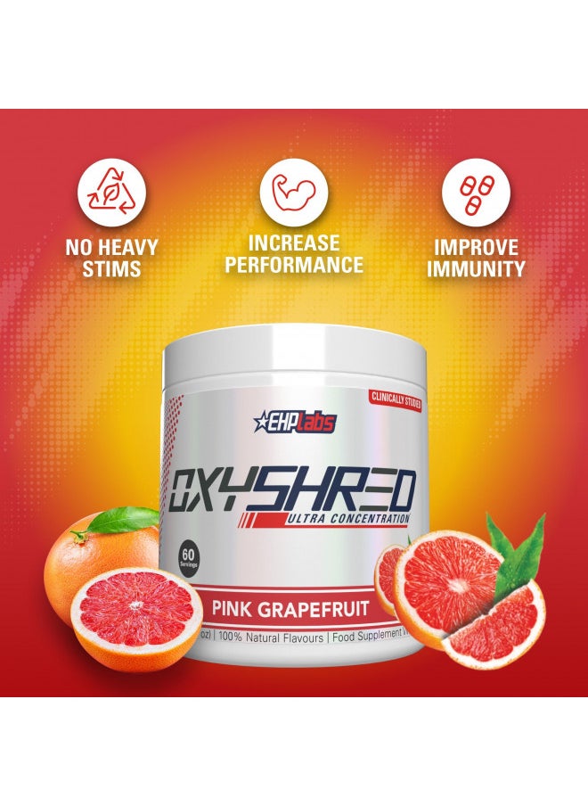 EHP Labs EHPlabs OxyShred Thermogenic Pre Workout Powder & Shredding Supplement - Clinically Proven Preworkout Powder with L Glutamine & Acetyl L Carnitine, Energy Boost Drink - Pink Grapefruit, 60 Servings  - Image 4