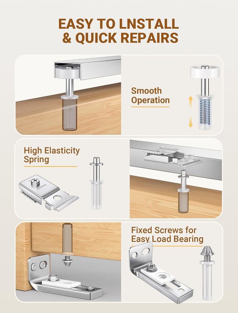 FEAOXYO Bifold Door Hardware Repair Kit, 2 Set Bi-fold Sliding Closet Doors Replacement Parts with Top & Bottom Brackets, Pivots & Guides Wheel, Closet Door Hardware Kit for Folding Pocket & Accordion - Image 5