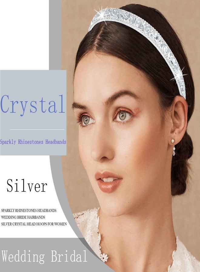 Firuilo Sparkly Rhinestones Headband Wedding Bride Headbands Silver Crystal Hair Accessories for Women - Image 5