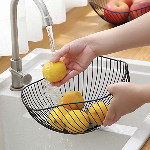 Lainrrew Metal Wire Fruit Basket, Black Fruit Bowl for Kitchen Counter, Fruit Holder Stand Storage Baskets for Countertop, Home Decor, Table Centerpieces, Vegetable Bowls for Fruits, Veggies, Snacks (Black) - Image 5