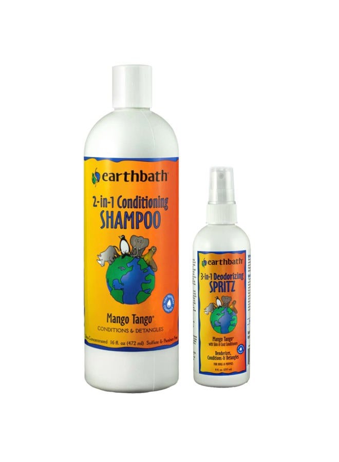 earthbath, Mango Tango 2-in-1 Conditioning Shampoo & Spritz - Cruelty Free Dog Shampoo and Conditioner, Made in USA, Gentle Dog Conditioner, Best Puppy Shampoo & Puppy Supplies, Dog Wash - (1 Set) - Image 1