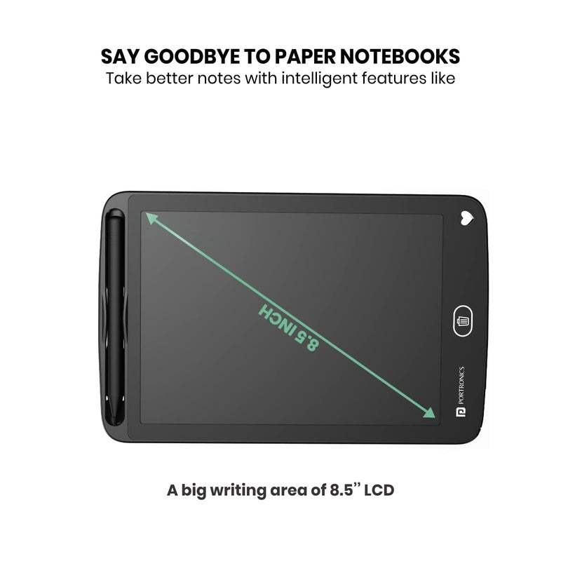 Portronics لوحة الكتابة القابلة لإعادة الكتابة LCD بحجم 8.5 إنش من رافباد مع شاشة 21.5 سم (8.5 بوصة) للرسم واللعب والهدايا للأطفال والبالغين (أسود) - Image 3