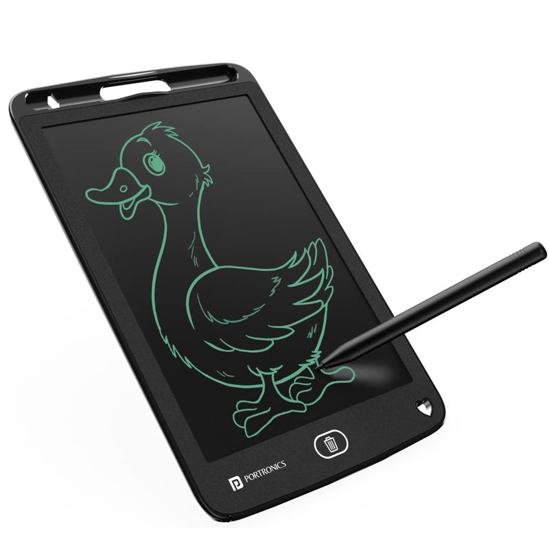 Portronics لوحة الكتابة القابلة لإعادة الكتابة LCD بحجم 8.5 إنش من رافباد مع شاشة 21.5 سم (8.5 بوصة) للرسم واللعب والهدايا للأطفال والبالغين (أسود) - Image 1