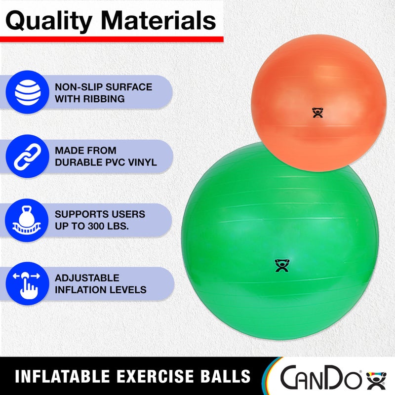CanDo Inflatable Exercise Ball - Blue 33.5", Durable Extra Thick Non-Slip Stability Ball for Core Workouts, Yoga, Pilates, Active Seating, Physical Therapy, Pregnancy, Home Gym, Flexibility - Image 3
