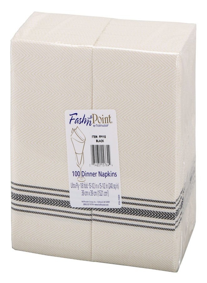 Hoffmaster FP1112 FashnPoint Black and White Dishtowel Printed Dinner Napkin, Ultra Ply, 15 1/2" x 15 1/2", 1/8 Fold (8 Packs of 100) - Image 3