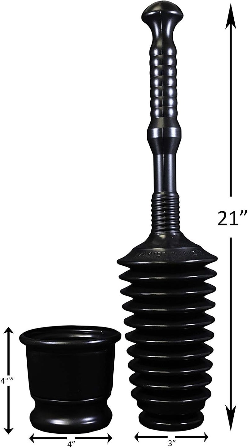 Master Plunger MP500-B3 Heavy Duty Bathroom Toilet Plunger Kit with Short Bucket/Caddy. Equipped with Air Release Valve, Black - Image 2