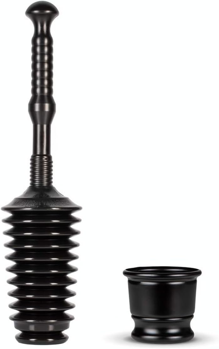 Master Plunger MP500-B3 Heavy Duty Bathroom Toilet Plunger Kit with Short Bucket/Caddy. Equipped with Air Release Valve, Black - Image 1