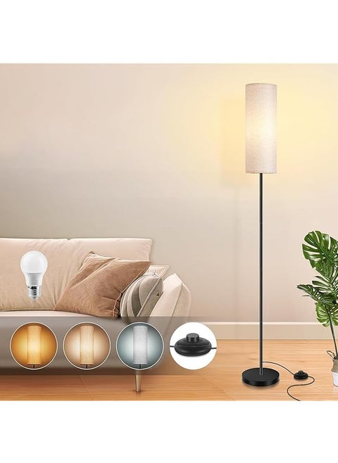Living Room Floor Lamp 9W Led 3 Color Temperatures Adjustable Floor Lamp Modern Floor Lamp With Pedal Switch Floor Lamps With Fabric Shade For Office 165 Cm