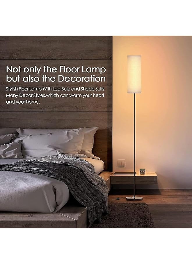 Living Room Floor Lamp 9W Led 3 Color Temperatures Adjustable Floor Lamp Modern Floor Lamp With Pedal Switch Floor Lamps With Fabric Shade For Office 165 Cm