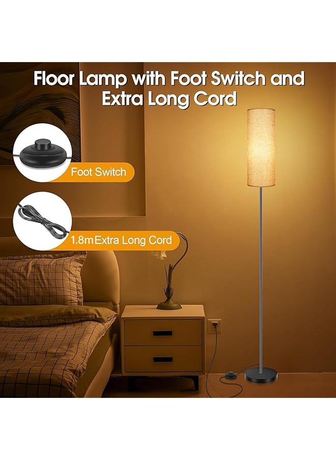 Living Room Floor Lamp 9W Led 3 Color Temperatures Adjustable Floor Lamp Modern Floor Lamp With Pedal Switch Floor Lamps With Fabric Shade For Office 165 Cm