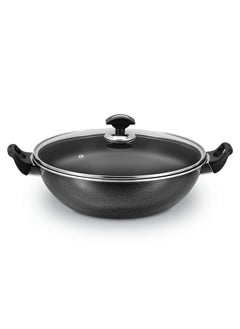 SONEX Sonex Cooking Wok With Glass Lid 36 cm & 7 Ltr Capacity High Quality Aluminium , Non-Stick Coating & Bakelite Heat Resistant Handle, Durable, Long Lasting Construction, Even Heating, Easy to Clean  - Image 1