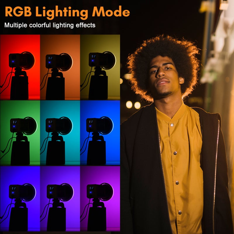 مصباح فيديو RGB محمول: مصباح COB صغير عالي القوة 55 واط ودرجة دقة اللون 90 - مصباح LED يدوي لفيديو الفوتوغرافيا وإنشاء المحتوى مع إعدادات RGB ثنائية اللون 2800كلفن-6800كلفن و9 أوضاع مشهدية - Image 4