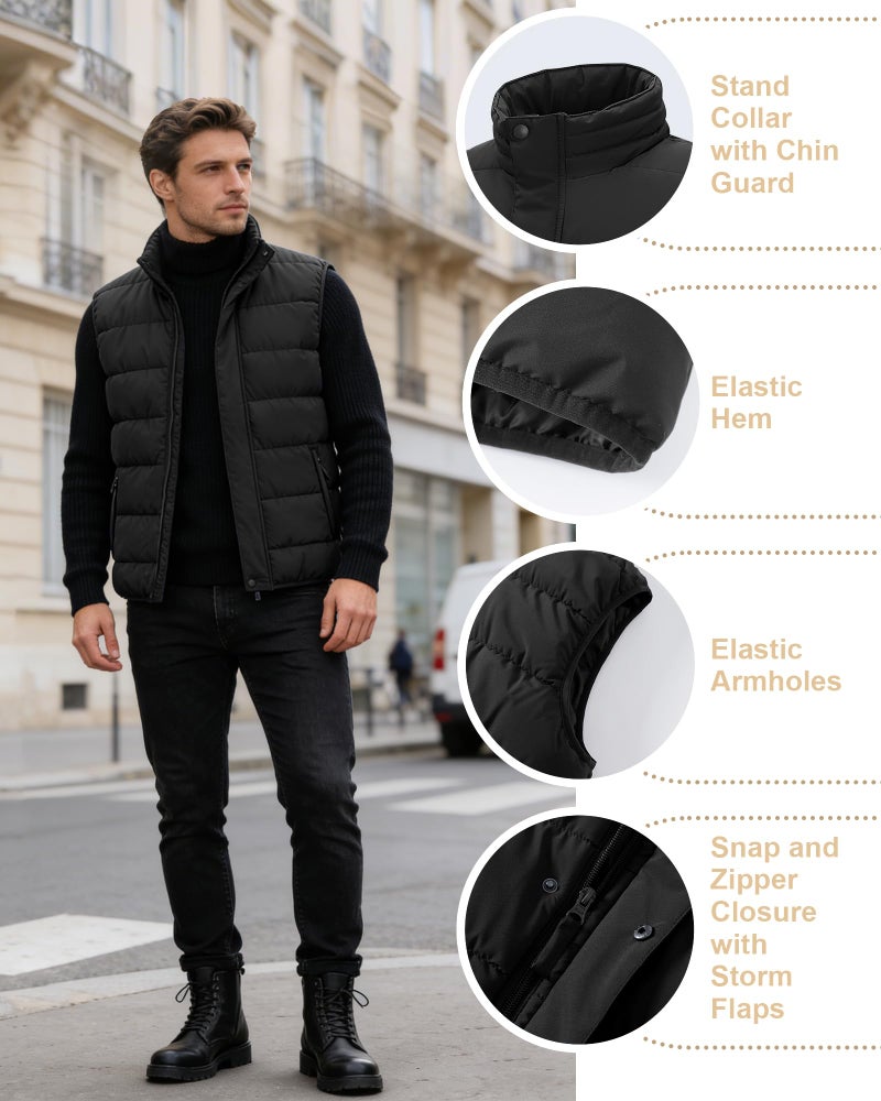 33,000ft Men's Puffer Vest Outerwear Winter Warm Padded Outdoor Casual Thick Insulated Quilted Sleeveless Jacket - Image 4