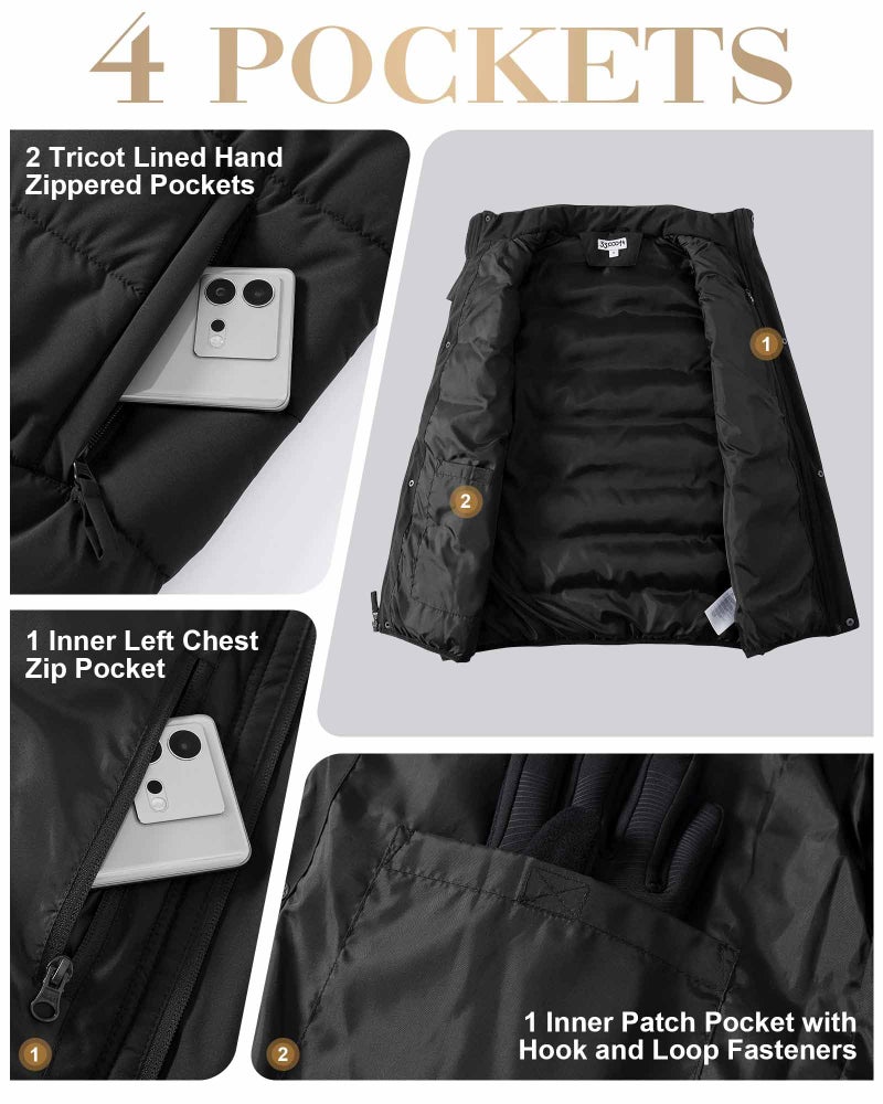 33,000ft Men's Puffer Vest Outerwear Winter Warm Padded Outdoor Casual Thick Insulated Quilted Sleeveless Jacket - Image 2