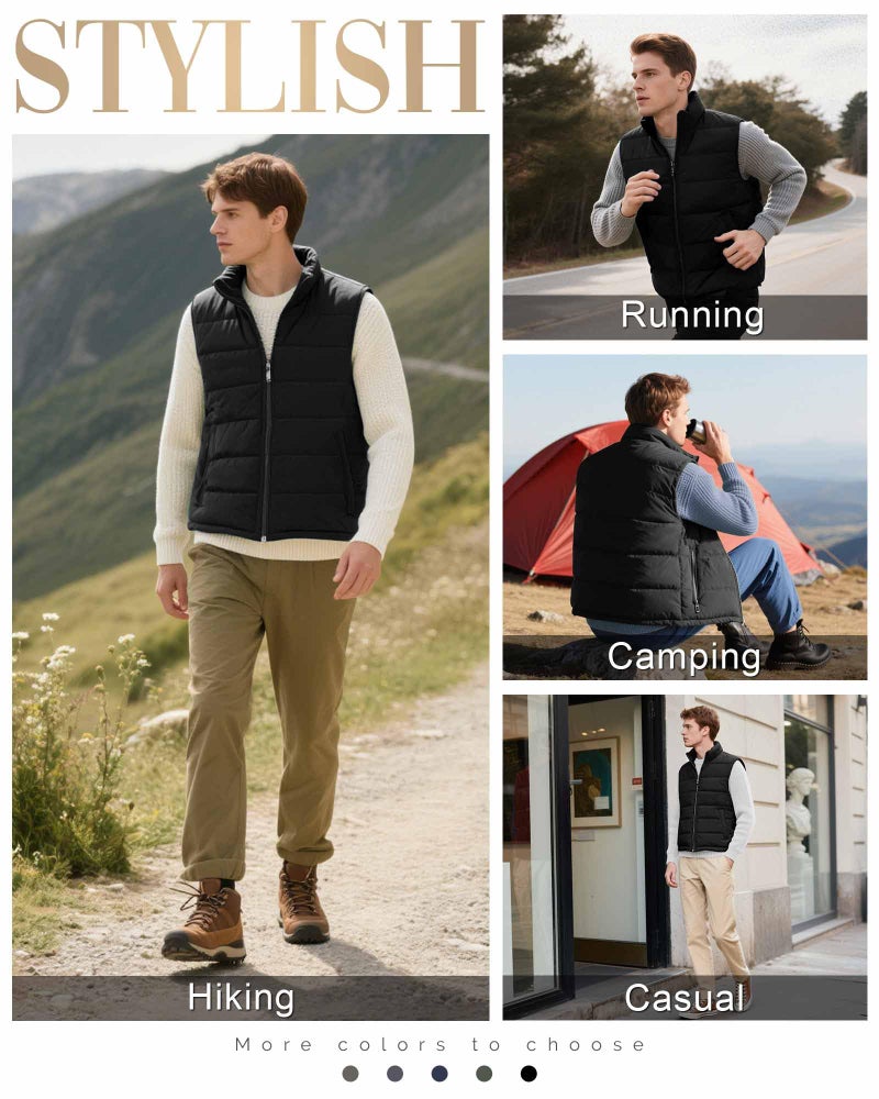 33,000ft Men's Puffer Vest Outerwear Winter Warm Padded Outdoor Casual Thick Insulated Quilted Sleeveless Jacket - Image 5