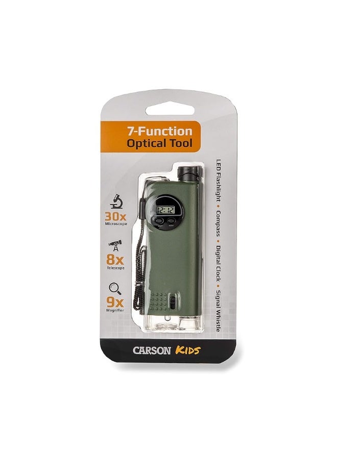 Carson Carson X-Scope Kids 7 Function Multi Purpose Optical Pocket Tool with 30x Microscope, 8x Telescope, 9x Fold-Out Magnifier, Flashlight, Signal Whistle, Directional Compass and Digital Clock (CP-11)  - Image 5